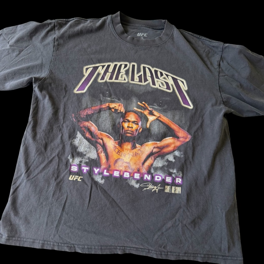 UFC Israel Adesanya The Last Stylebender T-Shirt Large Faded Grey MMA
